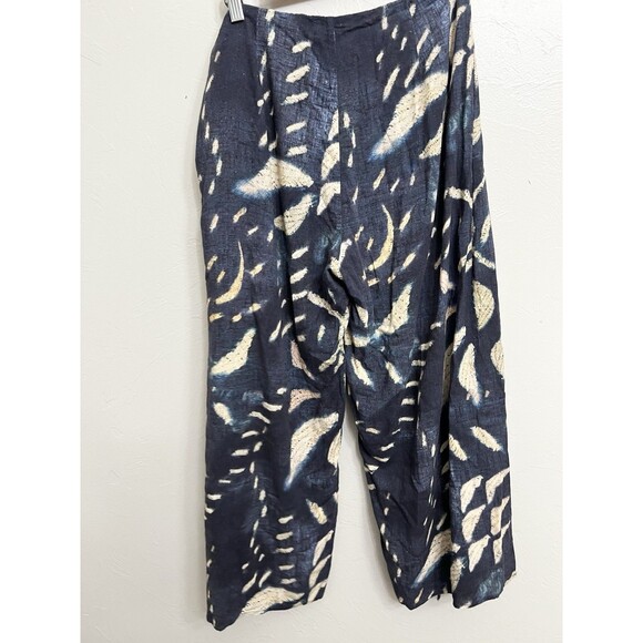 Soft Surroundings Velora Pants Sz 8 Shibori Navy Flowy Wrap Palazzo $115 Wide - Picture 7 of 10